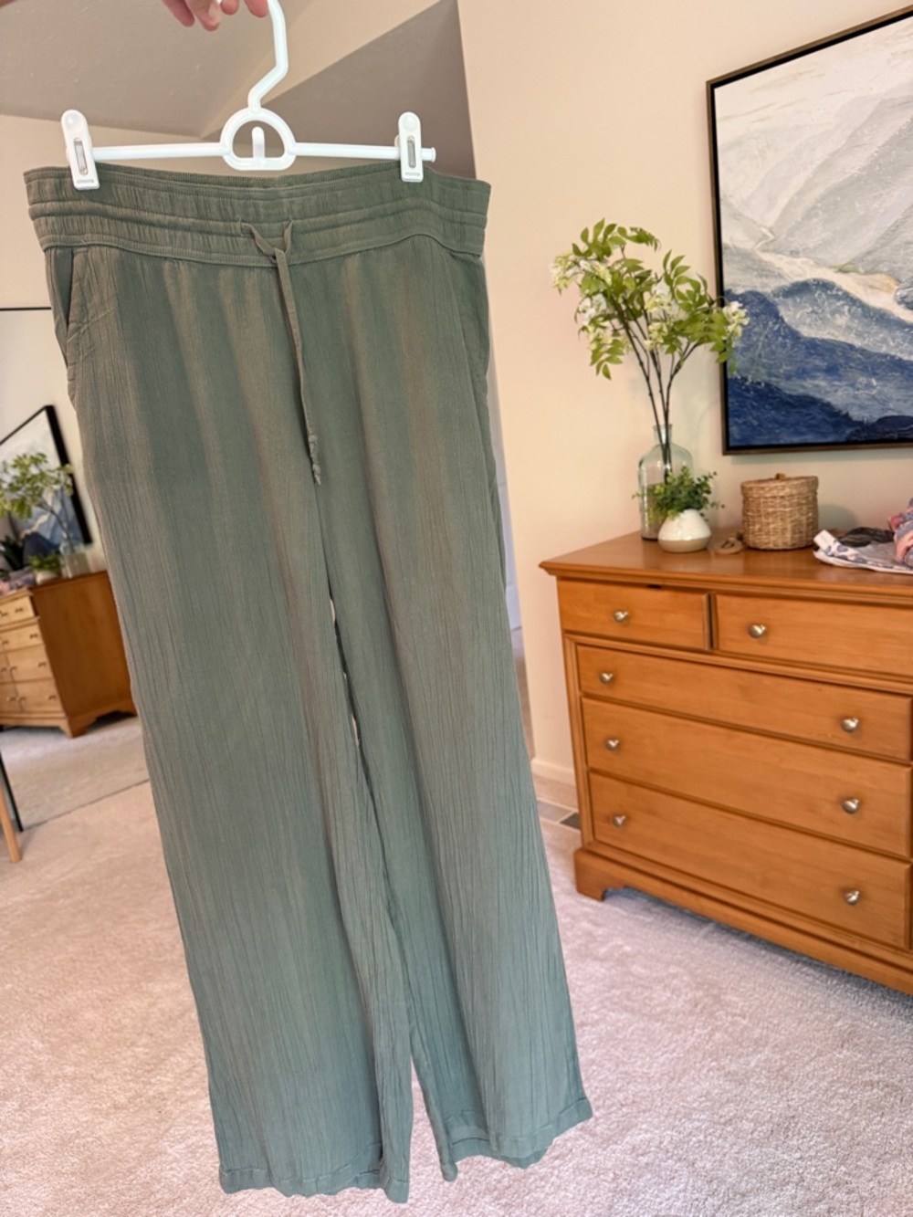 Prana Olive Green Wide Leg Pants (Fernie)